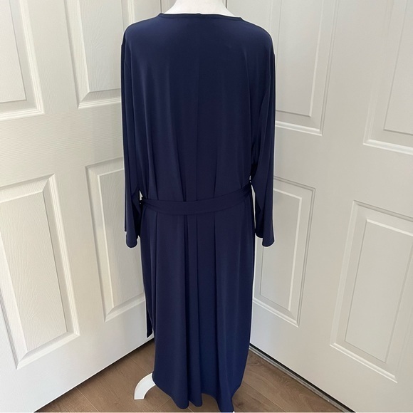 Lane Bryant Wrap Jersey Midi V Neck Dress Navy Empire Waist Belted 26/28 NWT - Picture 4 of 11